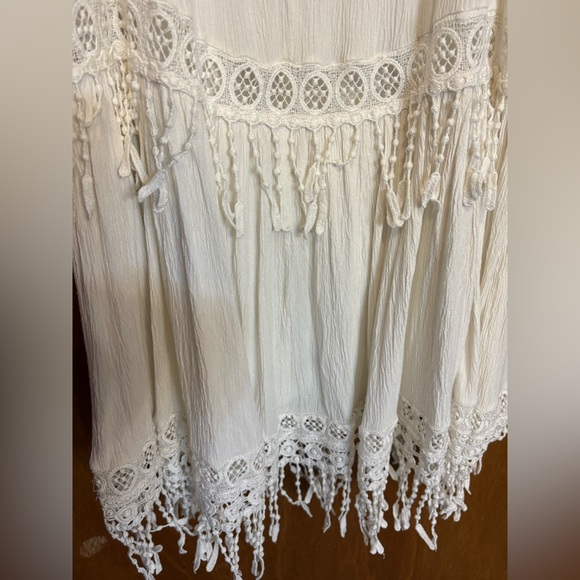 American Eagle Outfitters Cream Spaghetti Strap Dress with Tassel Detail - Picture 8 of 9